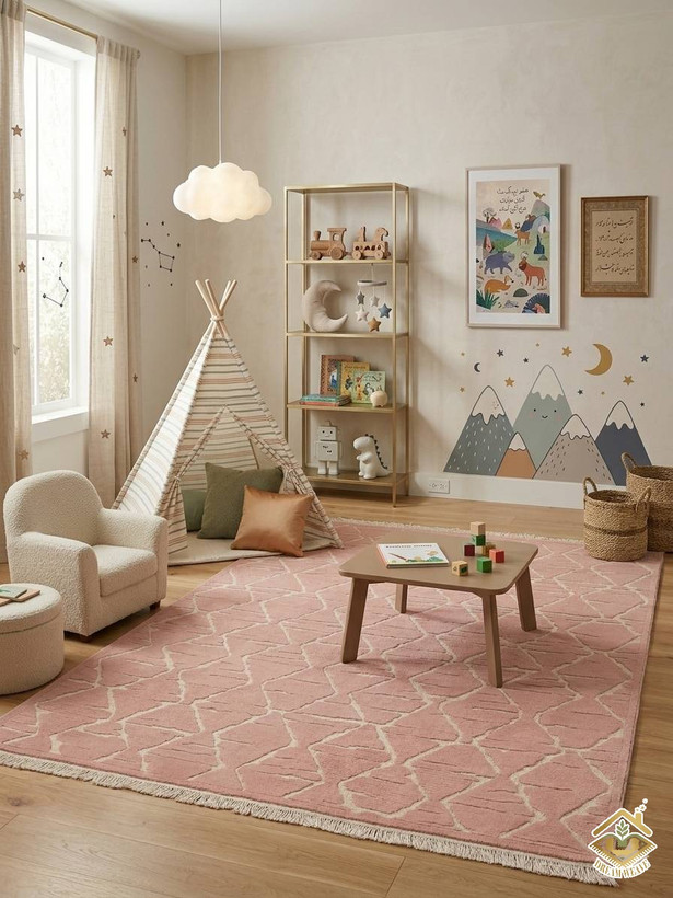 فرش کودک صورتی