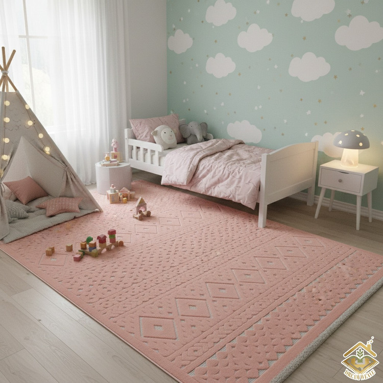 فرش اتاق کودک رنگ صورتی
