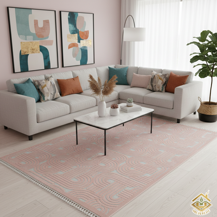 فرش پذیرایی رنگ صورتی