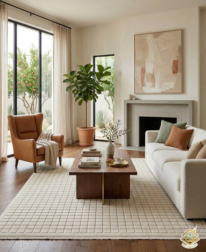 فرش پذیرایی مینیمال کرم