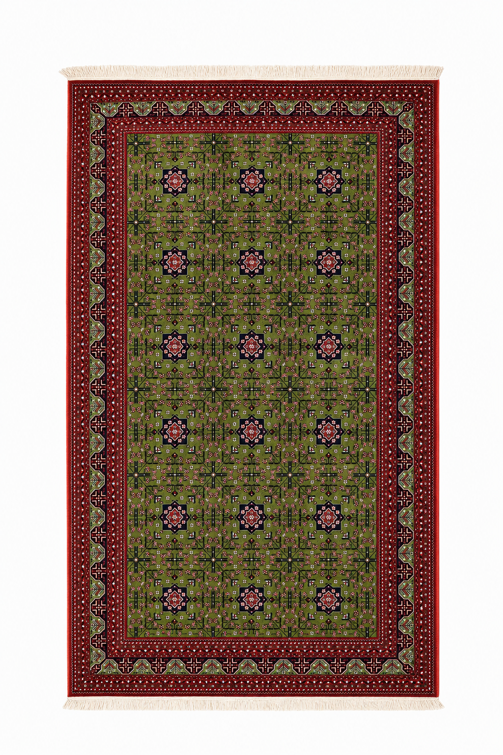 فرش آرمانی کلکسیون فرح کد 1232 سبز – 1200 شانه تراکم 3600