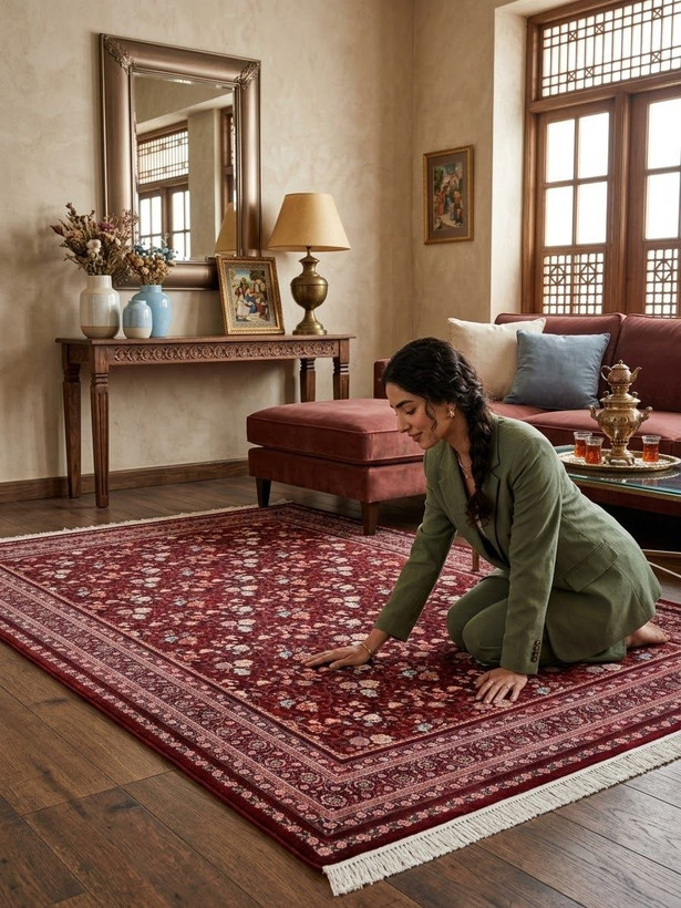 Armani Farah Collection Rug Code 12309 Red – 1200 Reeds Density 3600
