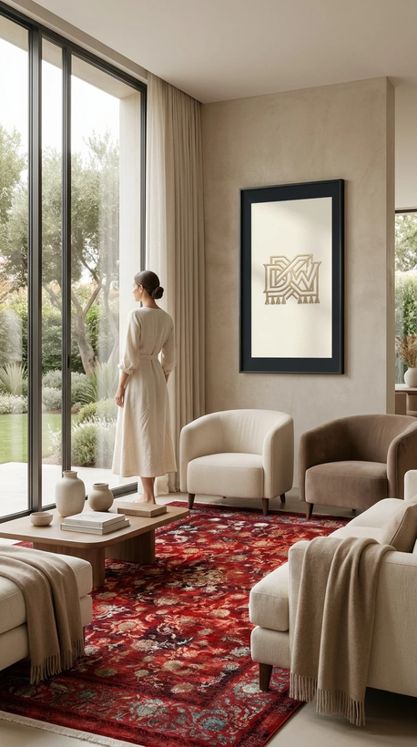 Armani Farah Collection Rug Code 12339 Red – 1200 Reeds Density 3600